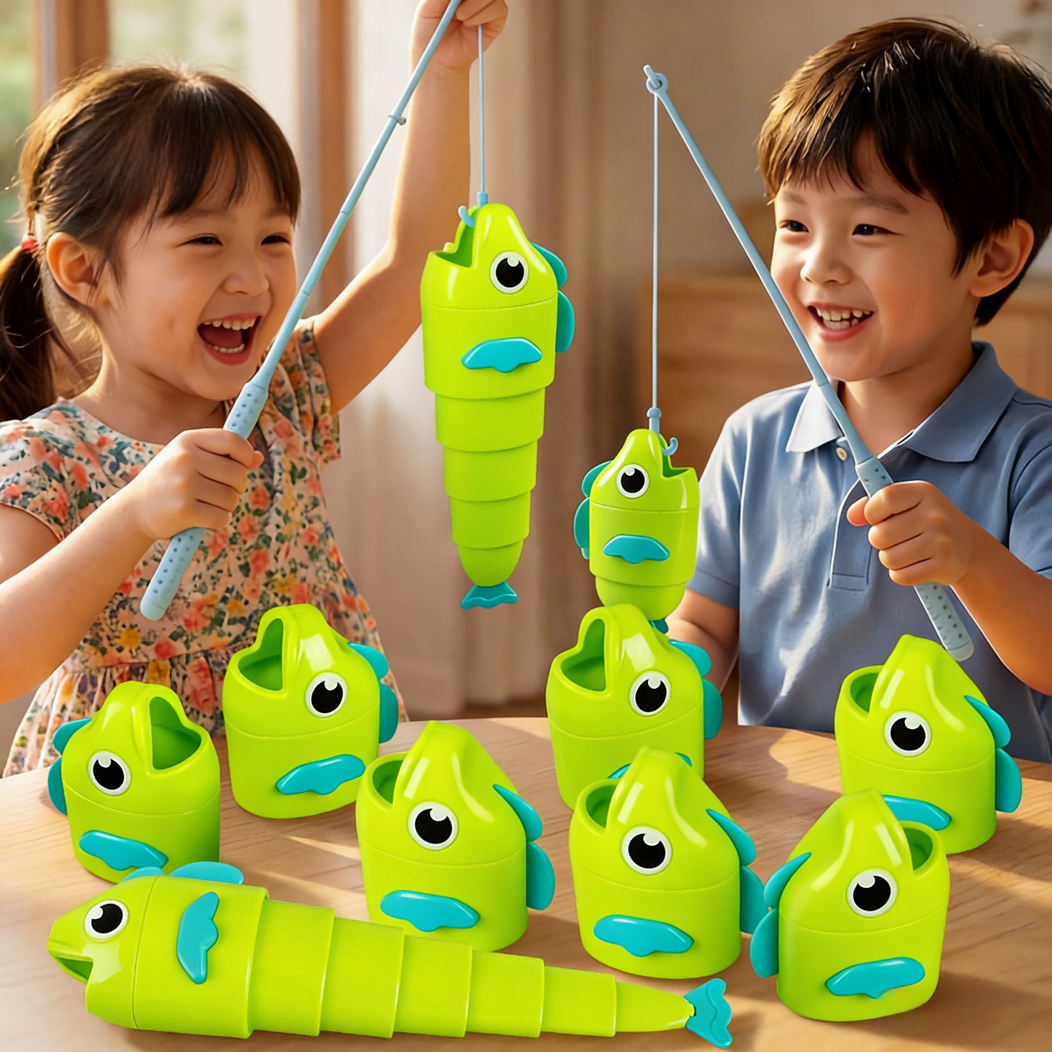 Fishing Equipment Kids - 2 Player Telescoping Fish Catch Game