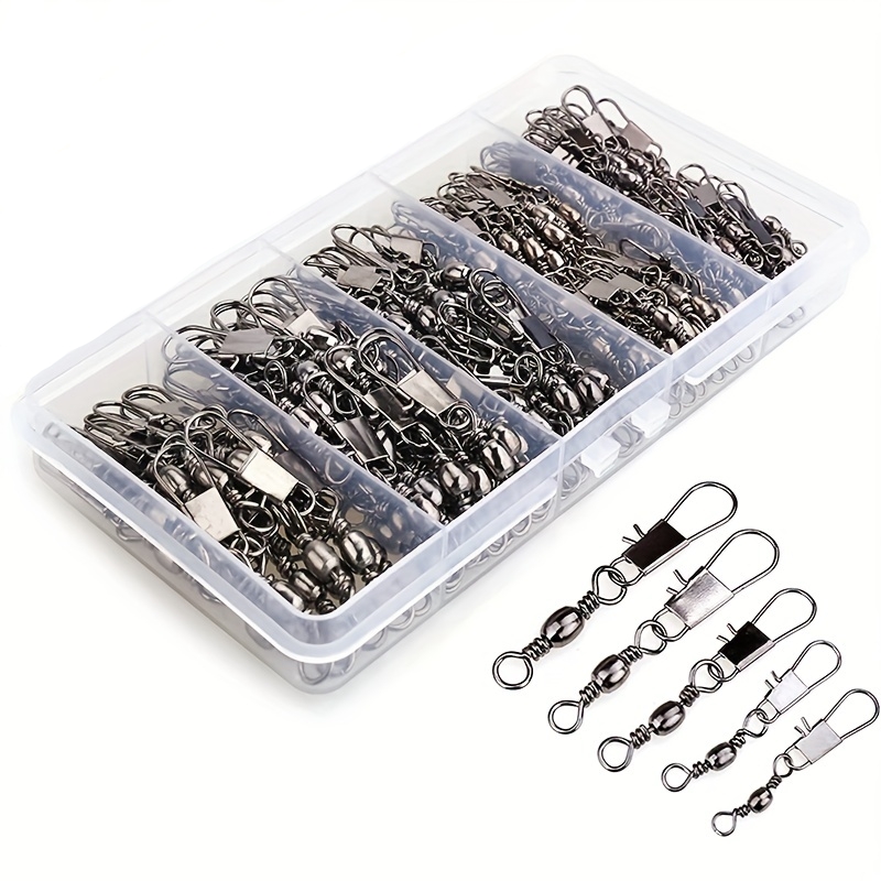 Freshwater Fishing Kit - 50/200pcs Barrel Snap Swivel Fishing Accessories,